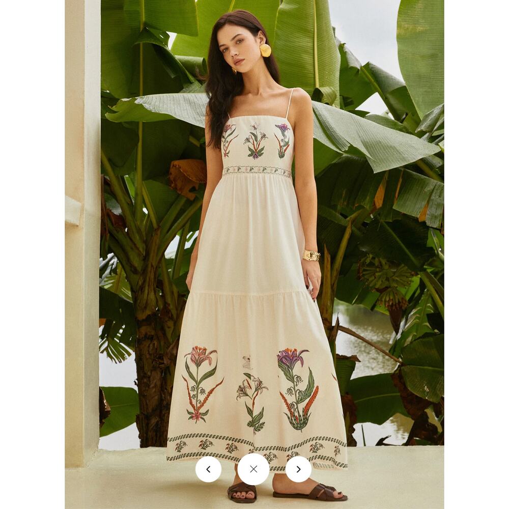 NWT Commense Backless Pleated Floral Dress Sz L - Picture 2 of 6